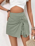 Shorts-Saia Elegante Cintura Alta – Laço Frontal e Tecido Leve para o Verão - Rosence