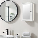 Armário de Banheiro com Espelho, Armário de Parede com 6 Prateleiras Laterais, Armário Branco com Espelho, Branco