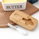 Porta Manteiga de Cerâmica com Tampa de Bambu