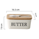 Porta Manteiga de Cerâmica com Tampa de Bambu