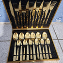 Talheres de Aço Inoxidável 24 Peças + Caixa de Madeira de Brinde