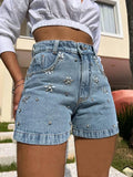 Shorts Jeans Feminino com Strass Rosence