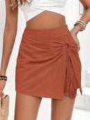 Shorts-Saia Elegante Cintura Alta – Laço Frontal e Tecido Leve para o Verão - Rosence
