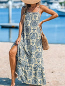 Vestido Longo de Verão – Alças Finas, Estampa Vibrante e Tecido Leve - Rosence