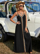 Vestido Maxi Longo – Alças Finas, Decote V e Caimento Elegante - Rosence