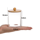 Conjunto Porta Cotonete e Algodão Acrílico e Bambu