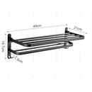 Toalheiro Duplo Preto Matte | Alumínio Espacial Luxo e Design