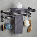 Toalheiro Duplo Preto Matte | Alumínio Espacial Luxo e Design