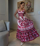 Vestido Maxiny Floral Longo Estampa Floral e Decote V para um Look Sofisticado