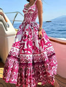 Vestido Maxiny Floral Longo Estampa Floral e Decote V para um Look Sofisticado